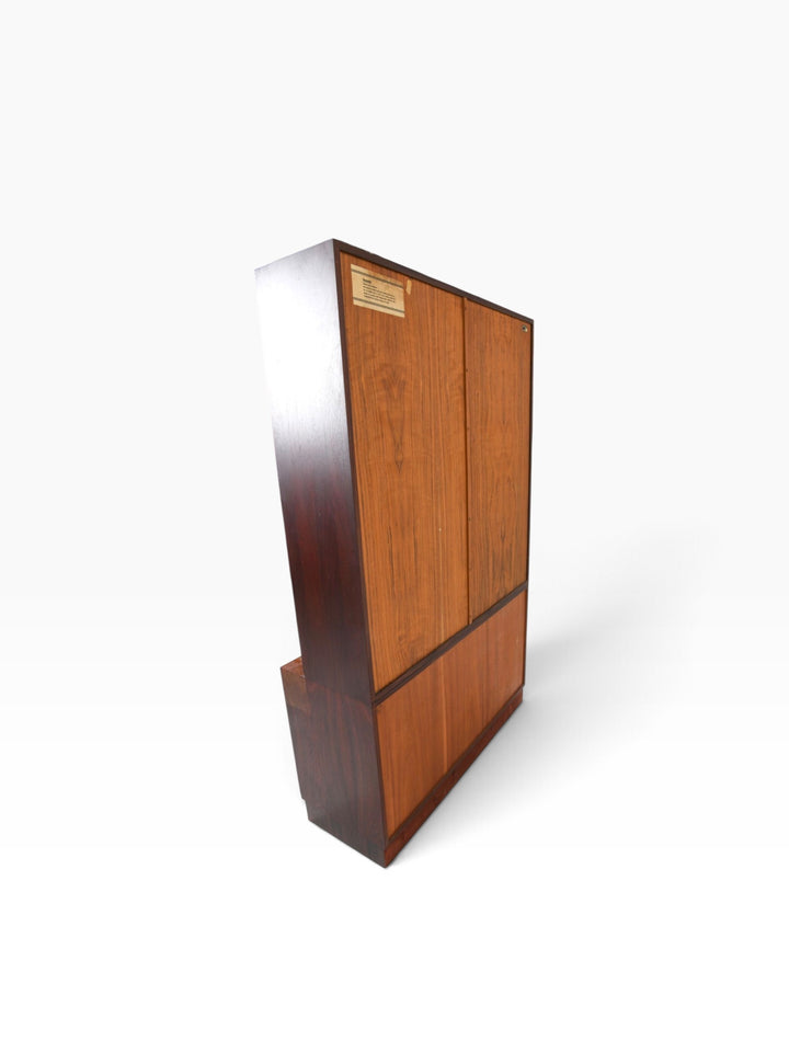 Rosewood hutch bookcase, angled rear view