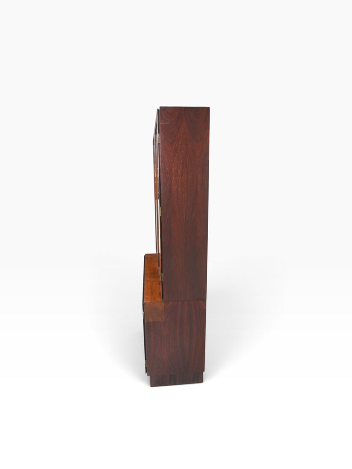 Rosewood hutch bookcase, side profile