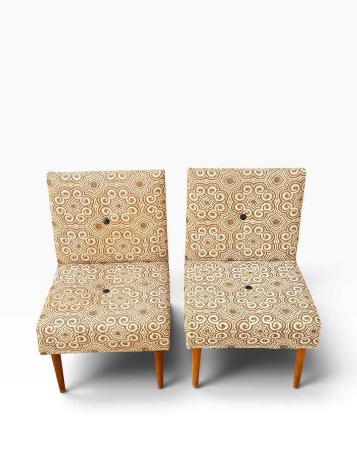 Pair of slipper chairs, straight front view