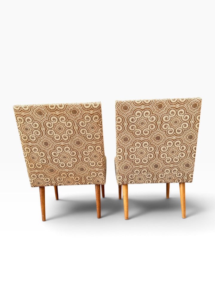 Back view of pair of Hungarian slipper chairs