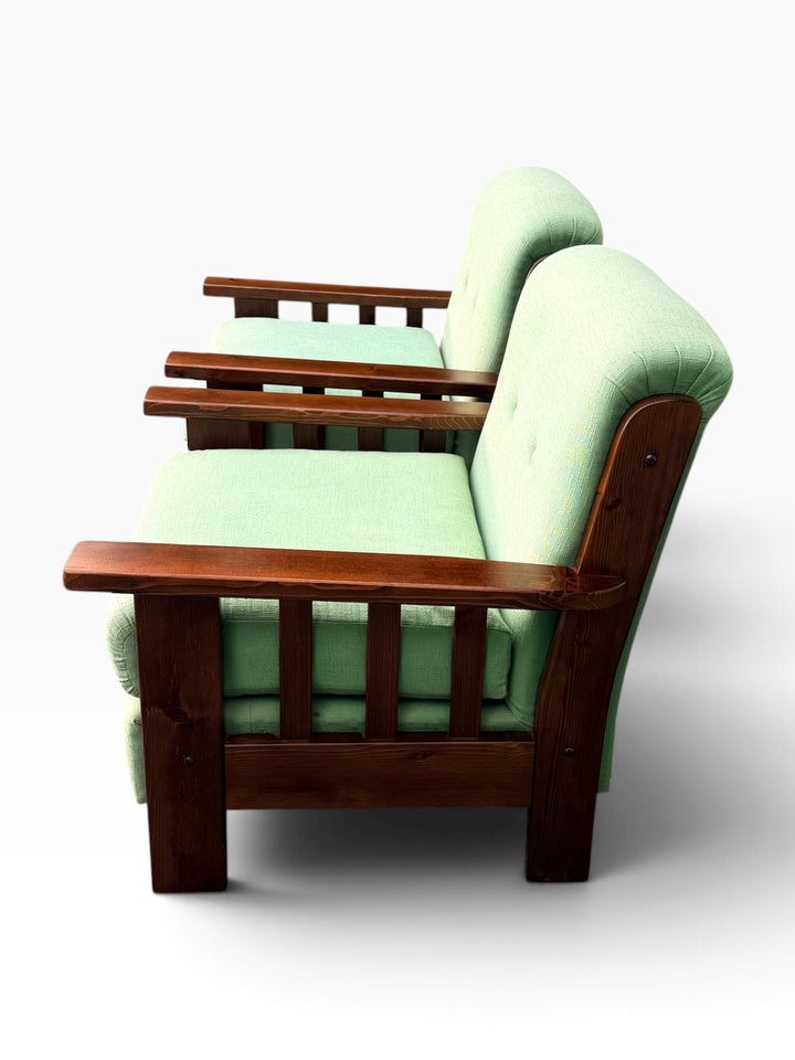 Mission oak lounge chairs, side profile