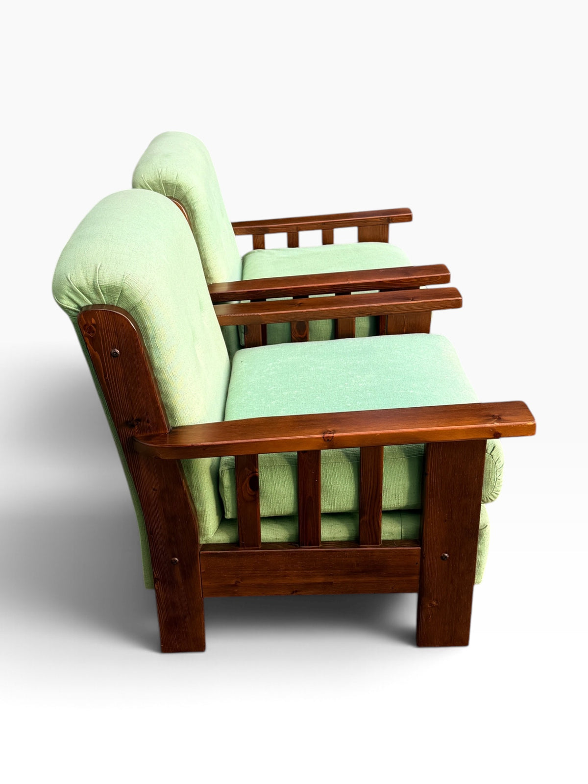 Mission oak lounge chairs, opposite side profile