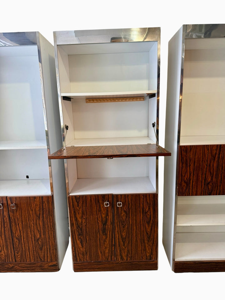 Drop-front desk open on the middle bay