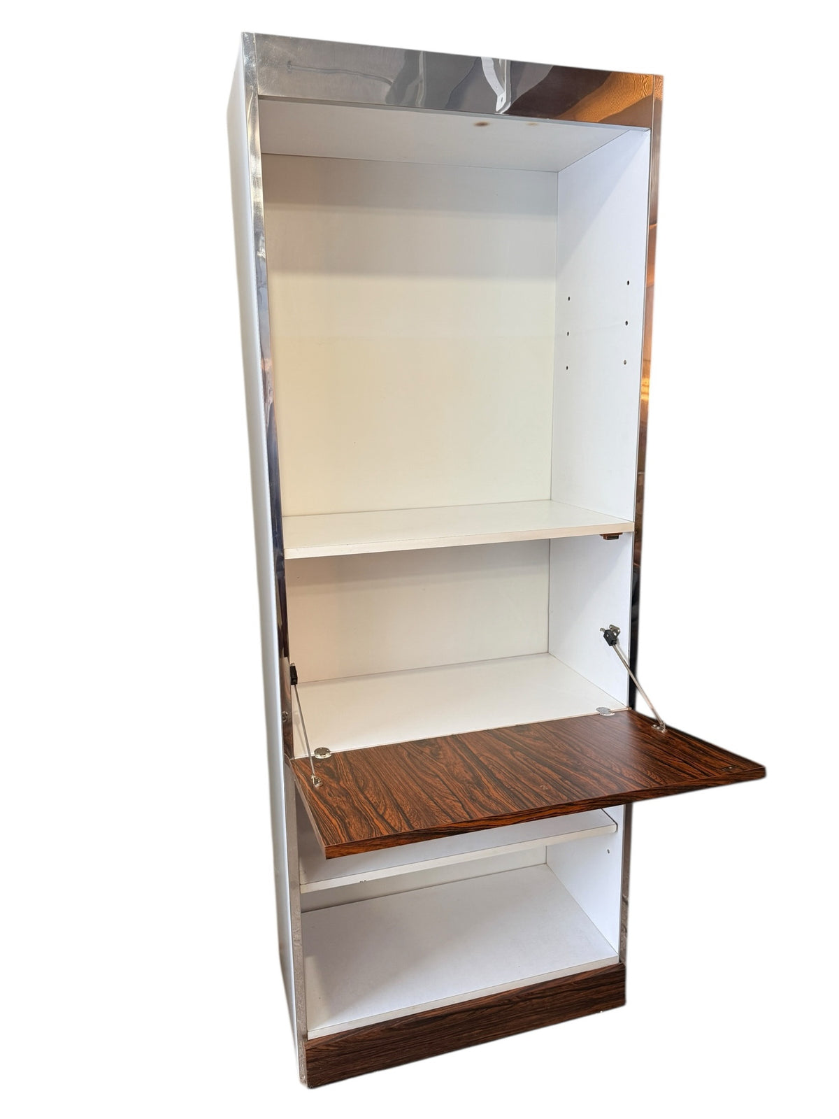 Bay with upper drop-front open