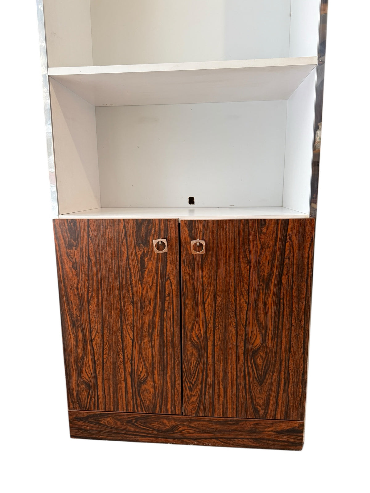 Lower two-door cabinet and open shelf